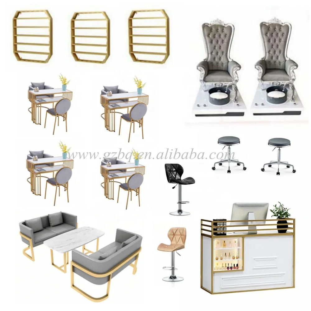 Supply nail station furniture luxury pink nail table used mini salon manicure table