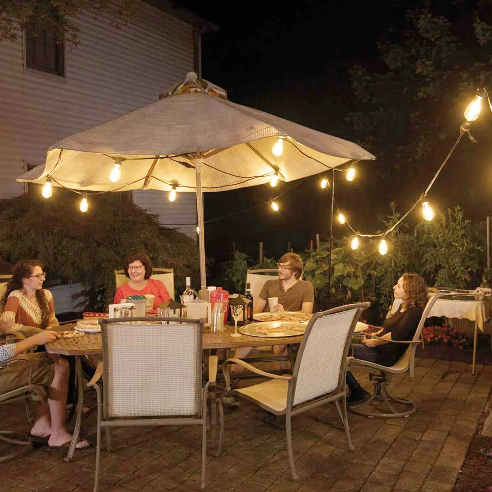 Waterproof Patio Festoon Lighting  Dimmable Hanging Lights Globe ST38 Bulbs Shatterproof Connectable Outdoor Lighting Garden