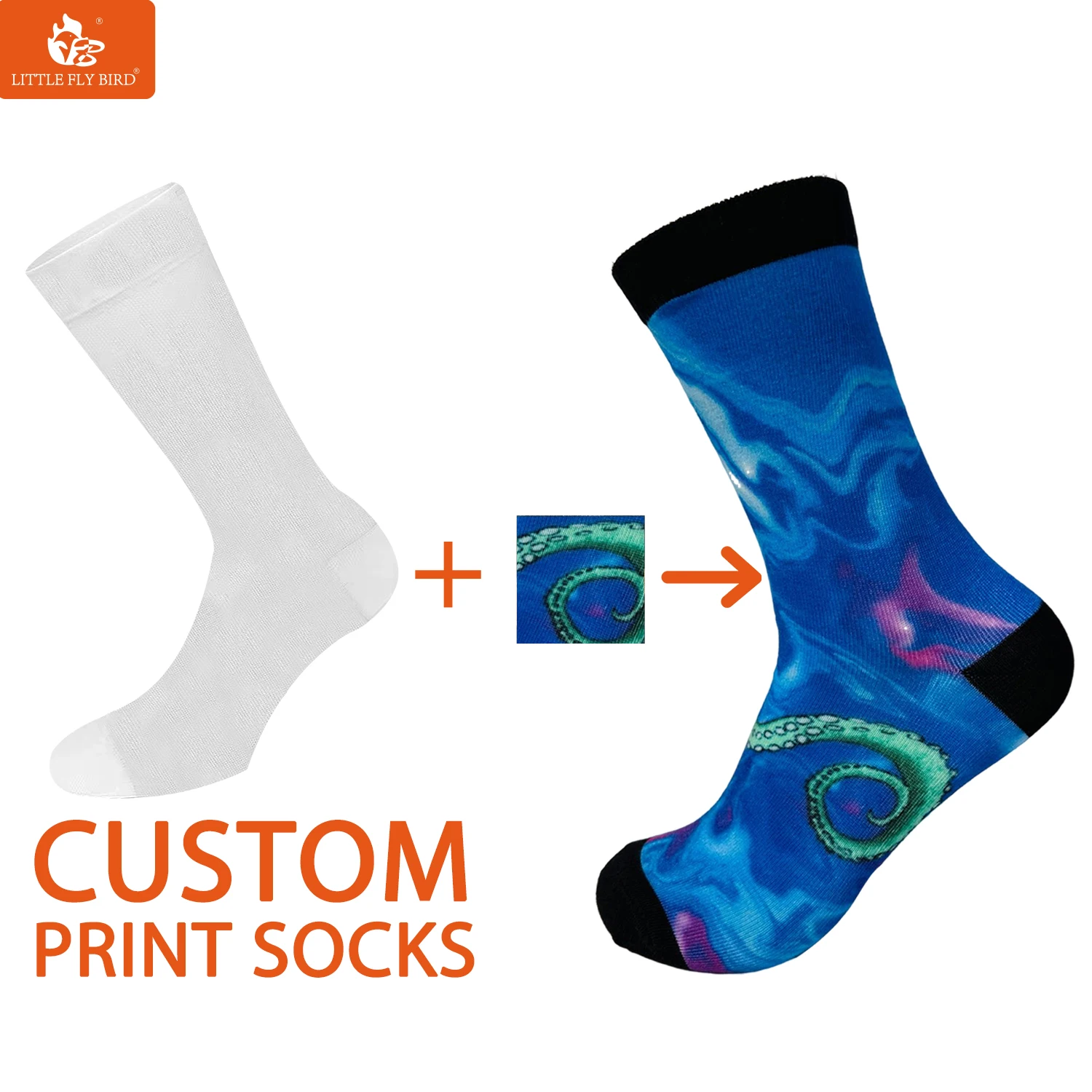 Men Warm Sock Custom colorful design sport men complex sublimation sock