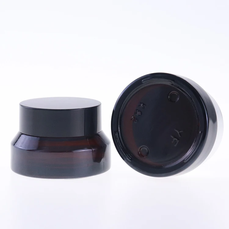 Hot sale quick shipping mini 15g brown face amber cosmetic jar test glass jar for skincare with plastic cap