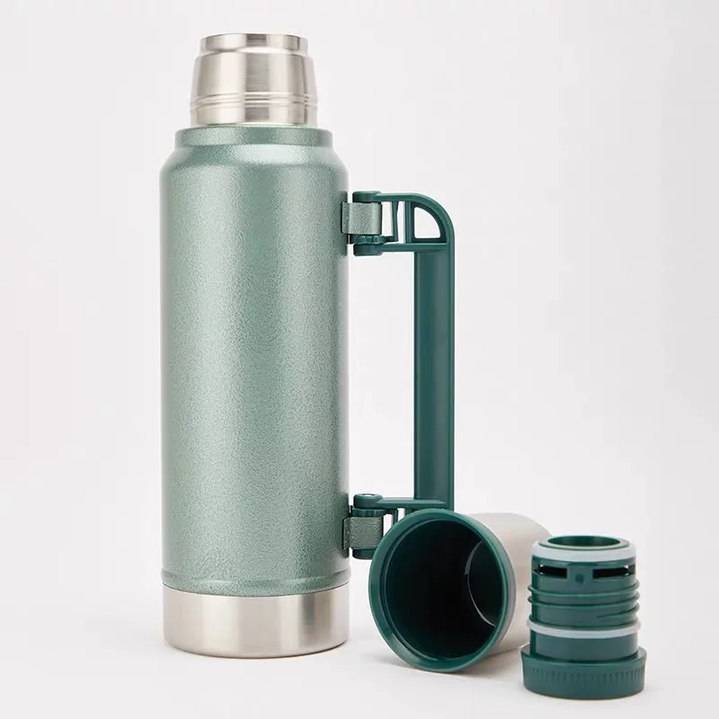 1000ml Classic Vacuum Insulated Wide Mouth thermo Travel Green Bottle 18/8 Stainless Steel Thermo Flask Cup Keep Hot Cold
