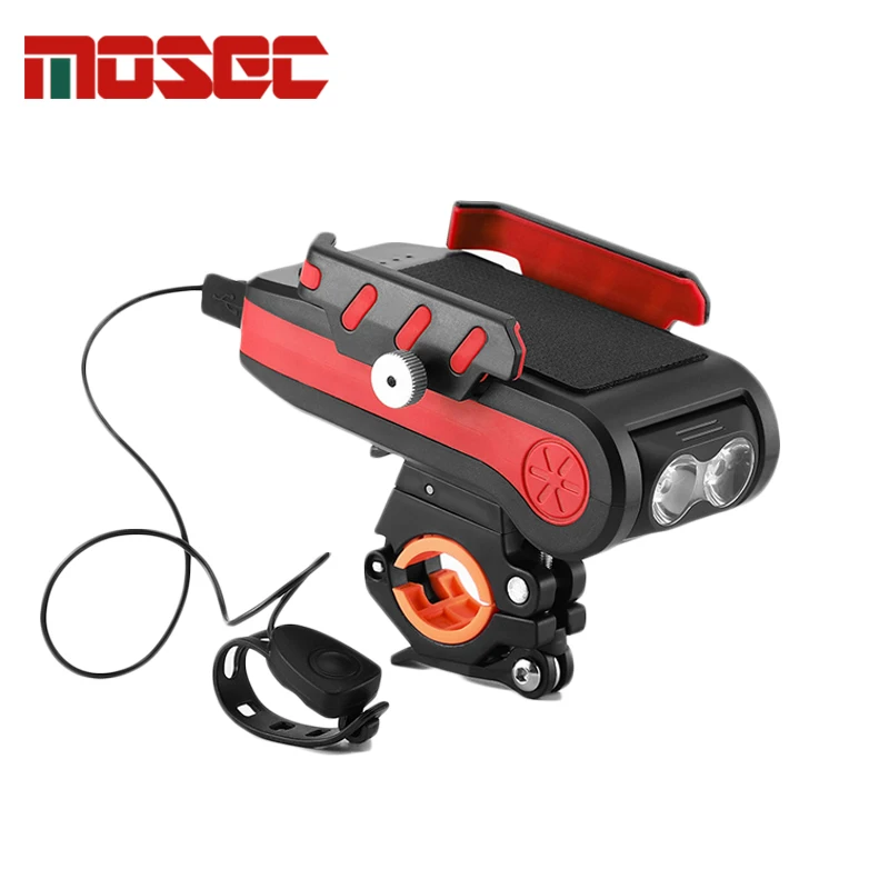 New 4 In 1 Bicycle Phone Holder With Light  Bike Horn Power Bank 4000Ah 2400Ah Waterproof Stand Bright