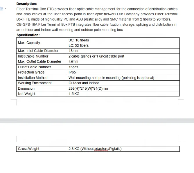China Factory Seller Outdoor Fiber Terminal Box 16 Ports Fiber Optical Distribution Box 1*16 Plc Splitter Otb