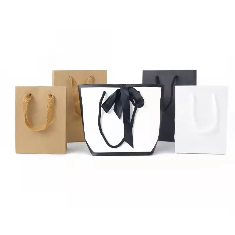 Hanhong multi-color can be customized luxury cardboard jewelry packaging bag, kraft paper gift bag