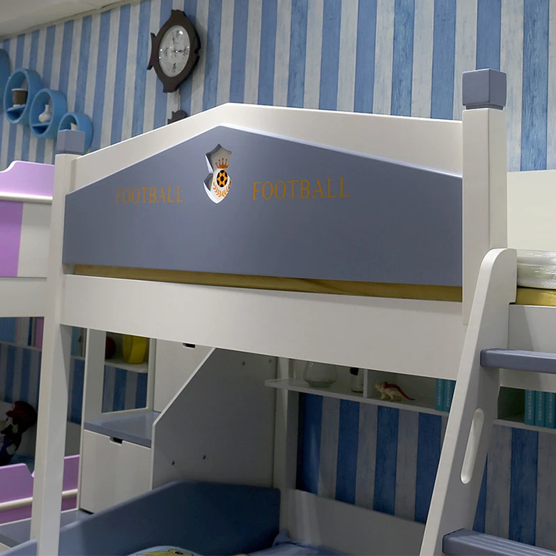 Детская двухъярусная кровать, мебель для спальни, деревянная кровать с лестницами и ящиками