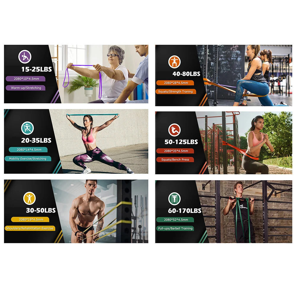 Custom Logo Workouts Latex Resistance Band Pull Up Assist Bands Stretch Training Physical Therapy Power lifting Exercise Bands