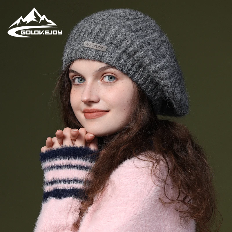 REXCHI DMZ103 Knitted Boinas Francesas Crochet French Beret Hat Winter Trends Stylish Premium Wool Blend For Women