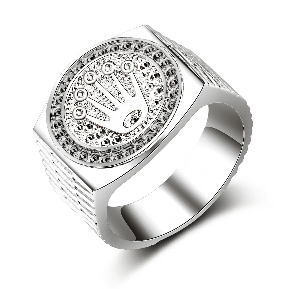 Kingcome Fashion Personality Men and Women Gold Plated Rings Ornament Punk Hip Hop Rock Crown Rings