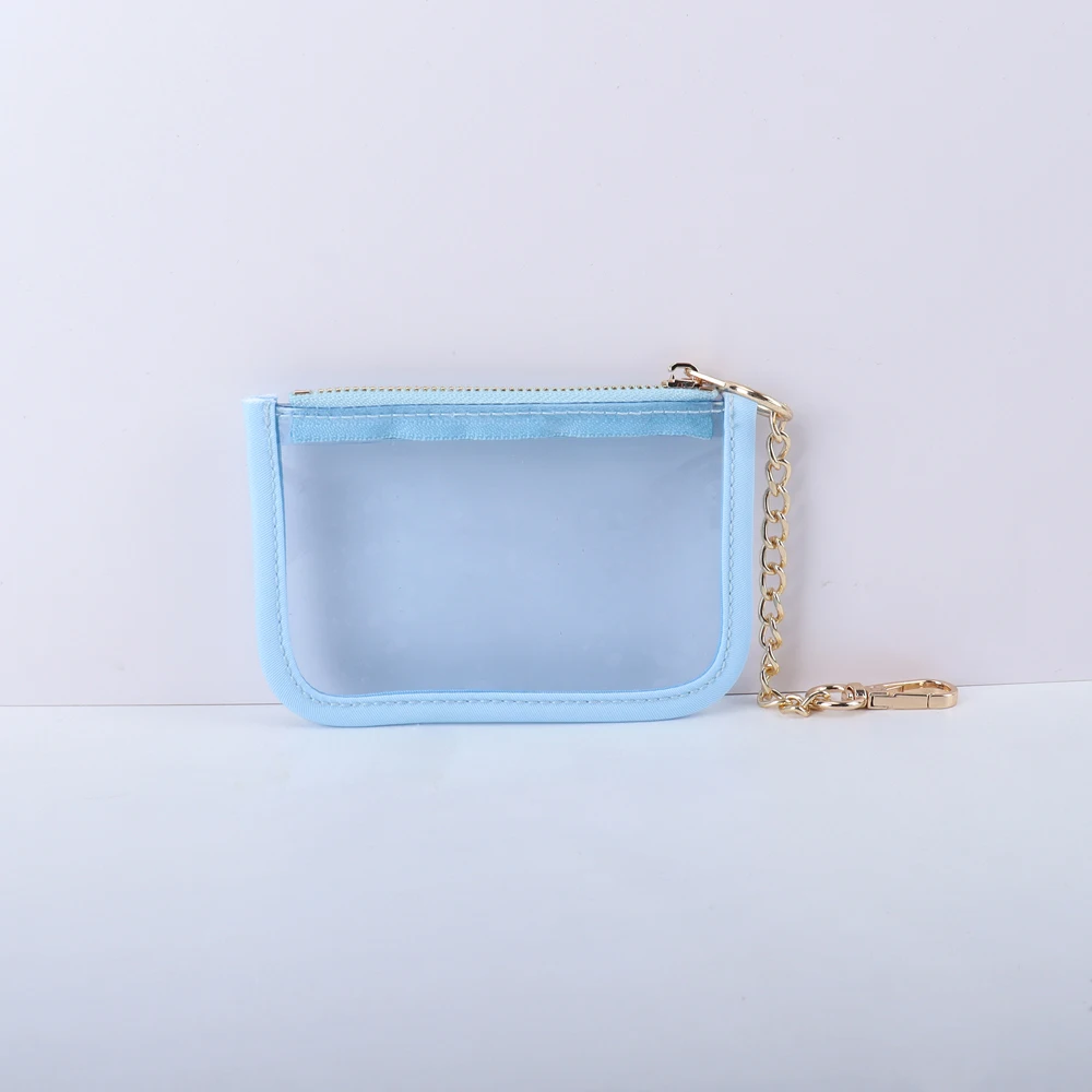 Custom Small Wallet Plastic Transparent Mini Pvc Zipper Keychain Credit Card Holder Coin Purse Card Holder Clear Coin Purse