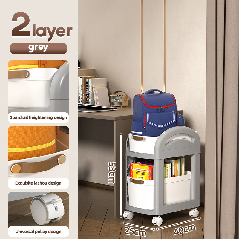 Movable Trolley Schoolbag Rack Multi-Layer Book Storage Bookcase Household Desk Storage Shelf Storage Holders & Racks