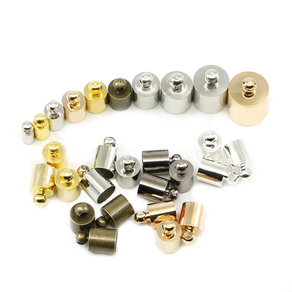 50pcs/lot Tassel Leather Cord End Crimp end Clasp Beads End Tip Cap For DIY Necklace Jewelry Making Findings