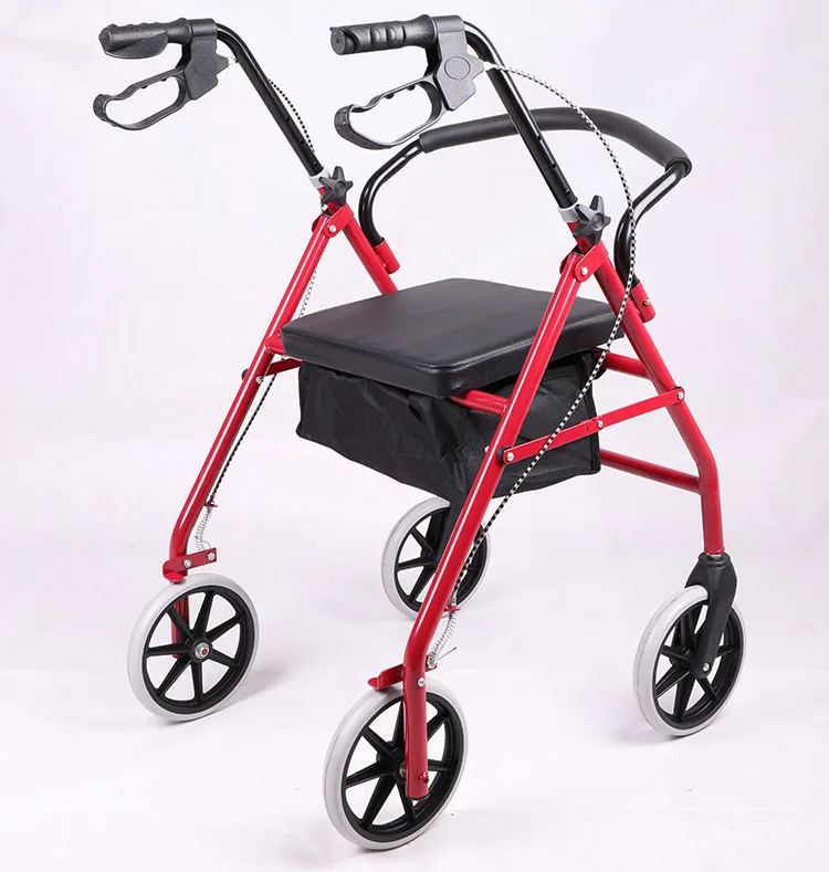 European Style Folding Rollator Walker with Shopping Bag and Seat for Elderly