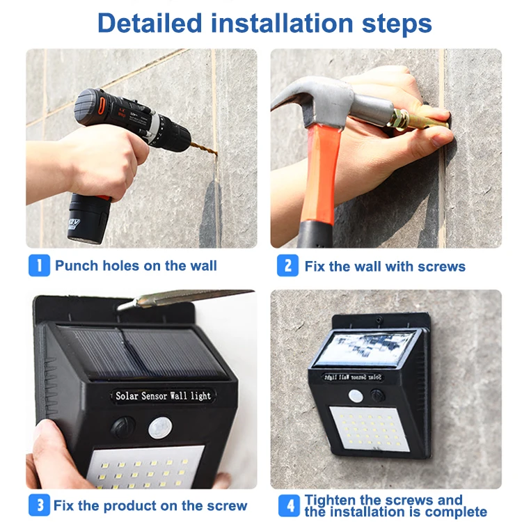 Rechargeable Battery Powered Waterproof IP65 Small 20 led PIR Plastic Solar Street Motion Solar Sensor Wall Light