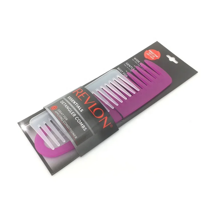 High quality New hook handle wide tooth comb Portable flat comb hairdressing comb with customized logo