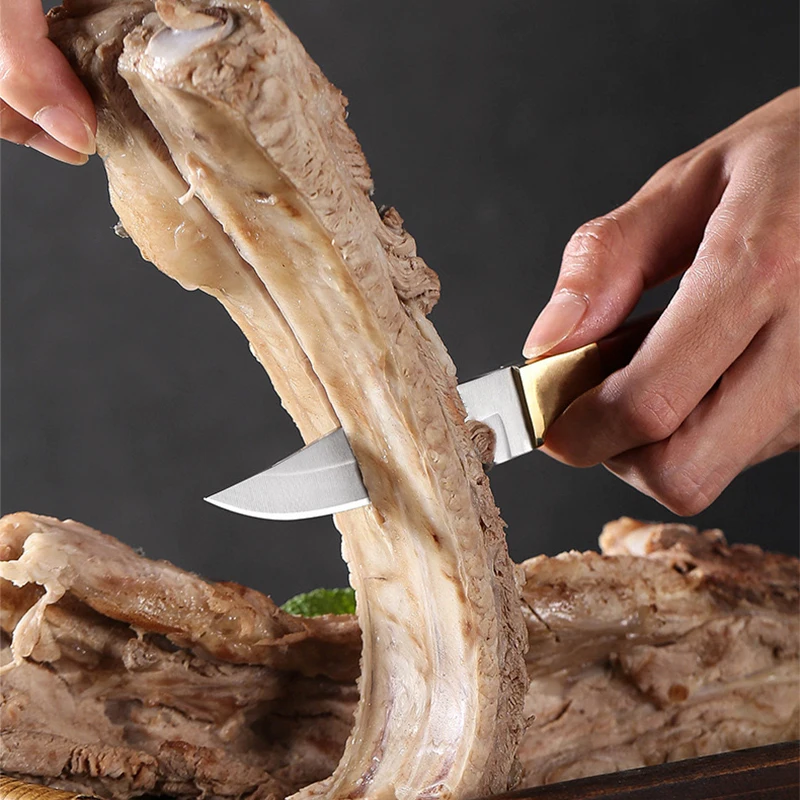 Stainless steel hand forged chopping knives kitchen sharp eating meat handlebar meat knife