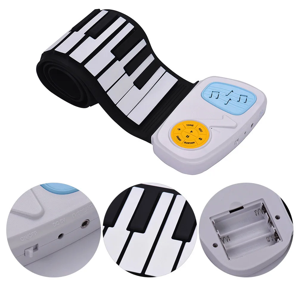 49 keys hand roll piano for children introduction keyboard fun silicone piano rainbow version of children electronic piano