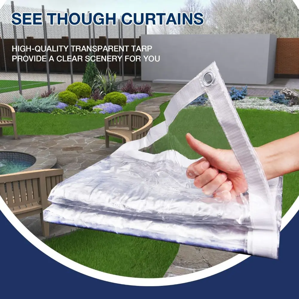 LIYUAN Clear Plastic Tarp Windproof Clear Vinyl Tarps for Outdoor Garden Curtain