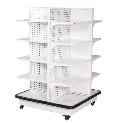 Super market  Display Shelf Shelving System 4 Way Gondola Supermarket Store Shelves with wheels