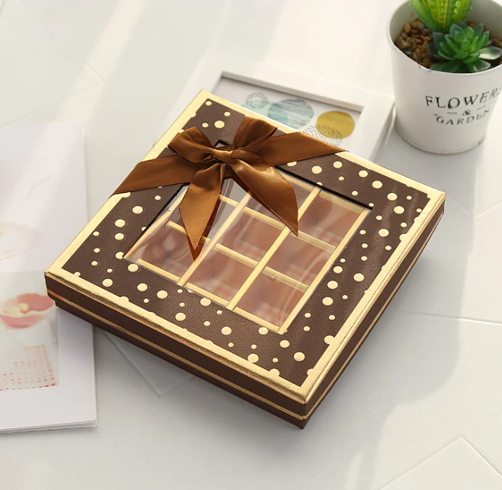 Elegant customize printed red chocolate box gift packaging paper box with divider and pallet