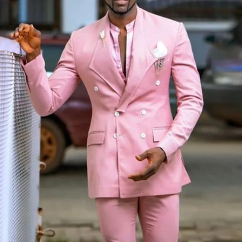 Hot sale pink wedding jackets groom and best man wedding banquet suit for man