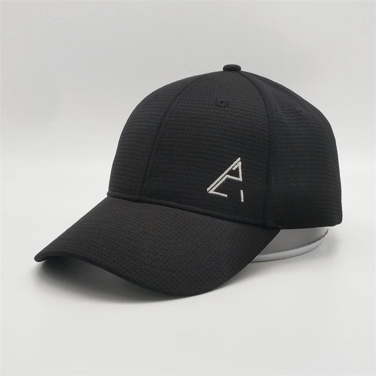 Wholesale High Quality 6 Panel Polyester Custom White Embroidered Dad Caps Adjustable Black Baseball Hat With Metal Buckle