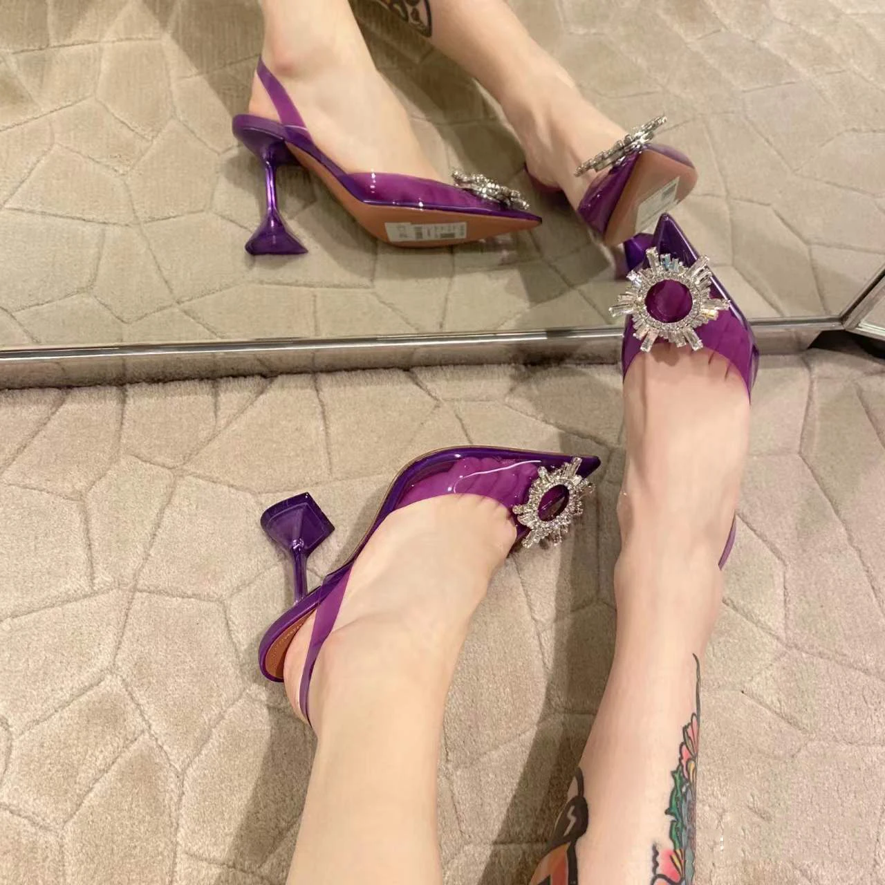 2022 TPU Clear Transparent Fetish Luxury Designer Woman Extreme Mules Super High Heels Women Sexy Shoes Ladies Pumps Sandals