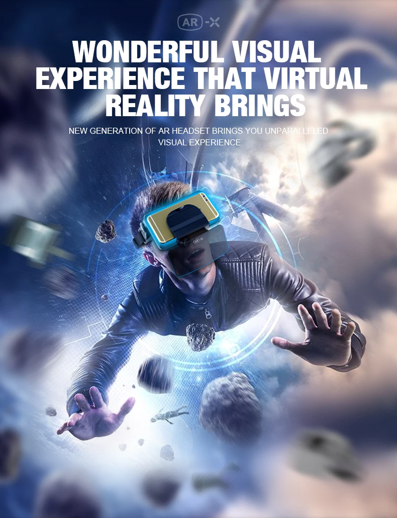 Складные 3D VR шлем виртуальной реальности беспроводные игровые очки AR