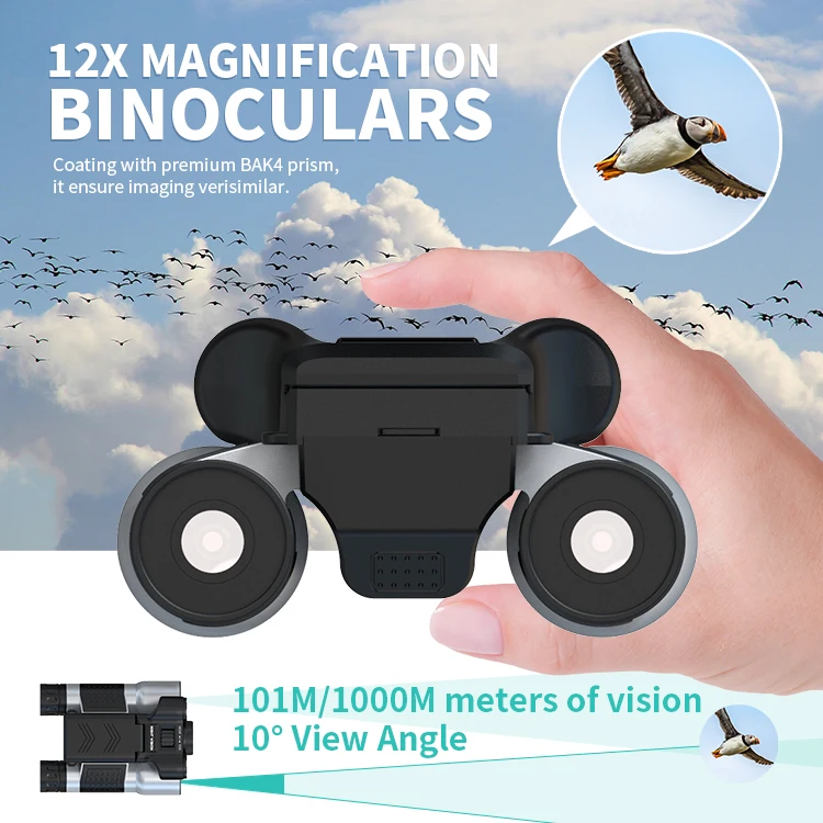 Rechargeable 8X Zoom Night Vision Binocular Camera 1080p Dual Tube Daytime Telescope 300M
