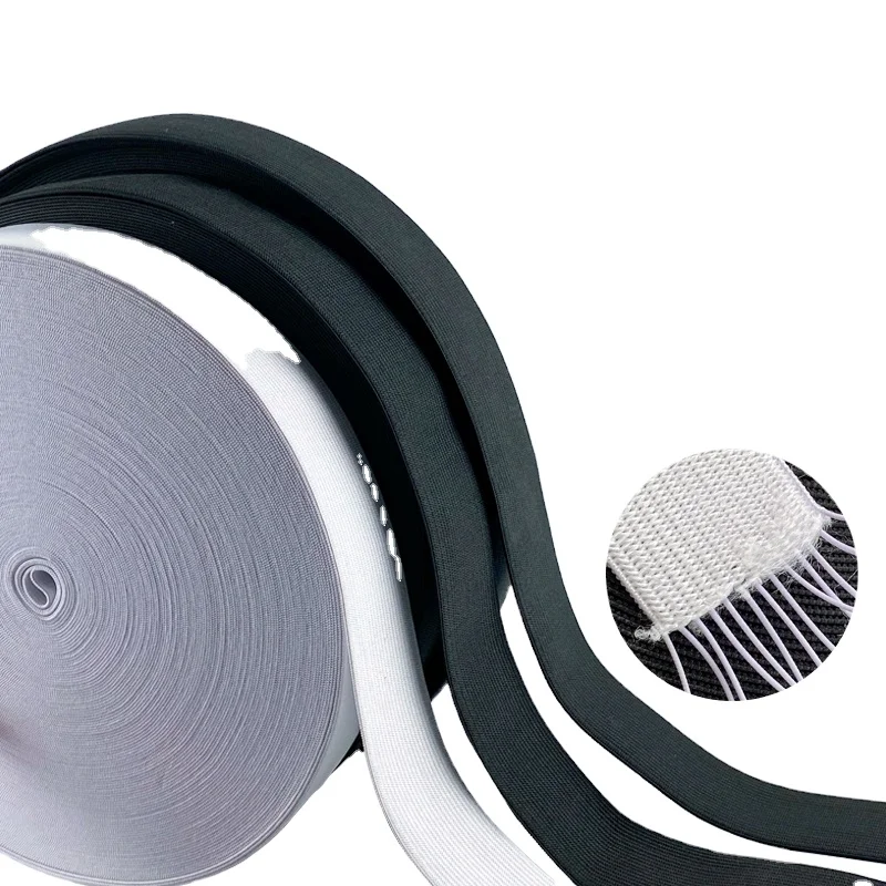 high tenacity elastic tape 15mm 20mm 25mm 30mm 40mm 50mm color wide polyester   custom woven elastic band for clothing