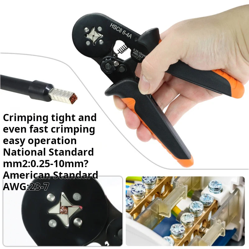 Tubular/pin terminal crimping pliers HSC8-6-4 manual crimping pliers tool plus 1200 electrician set