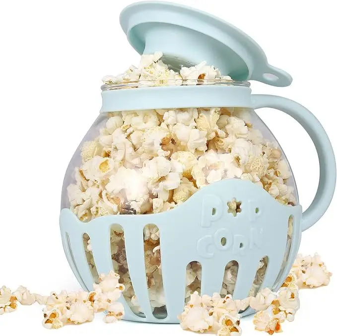 2.25qt Microwave Micro-pop Popcorn Popper Borosilicate Glass Round Microwave Popcorn Popper For Microwave Use Hot Air Popcorn