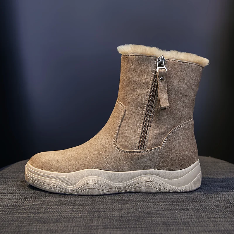  Fashionable Women Snow Boots Customizable Winter Warm Ankle Shoes Faux Sheepskin Upper for