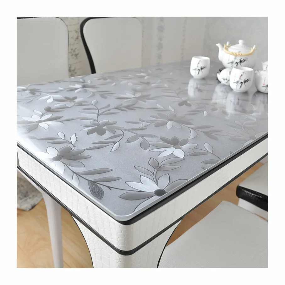 Printing PVC Transparent Plastic Table Covers Sheet  Waterproof Wholesale Tablecloth Roll For Home