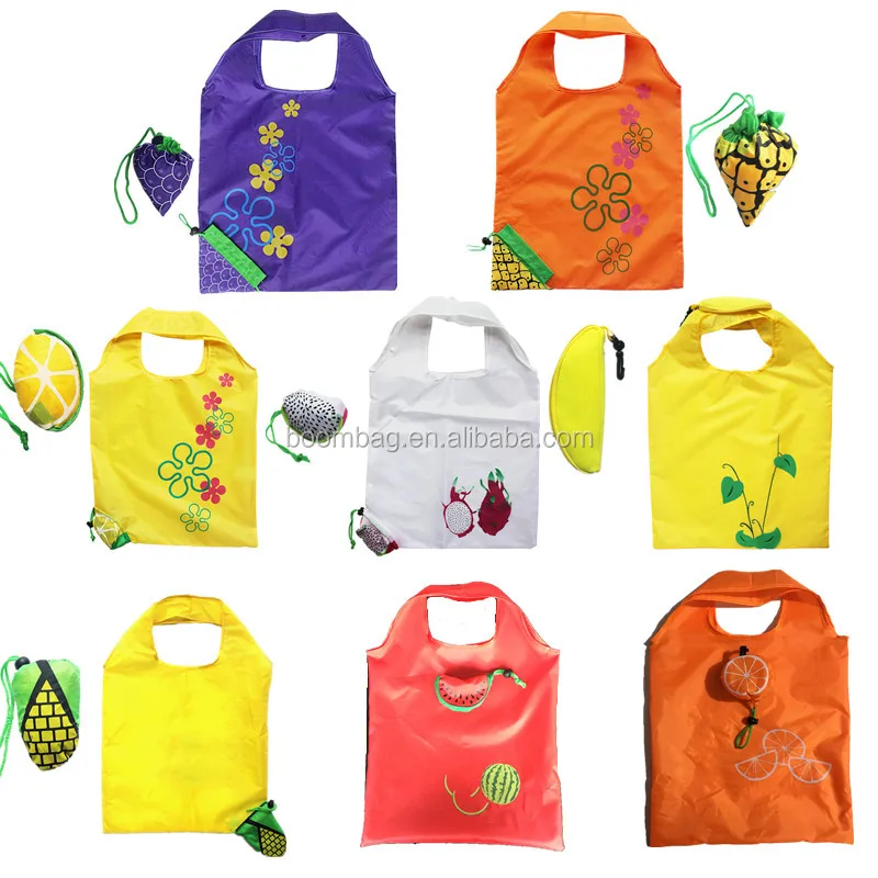 Wholesale Cheap Promotion Nylon Gift Creative Design Fruit Shape Folding Reusable Bags Lemon Shape Foldable Shopping Bag