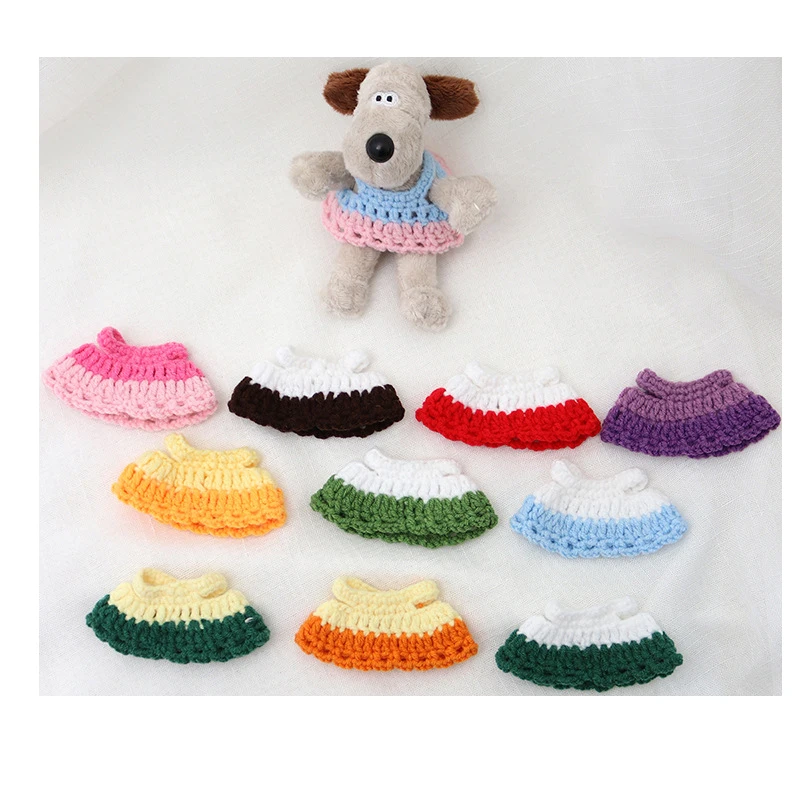 Dog Doll Accessories Knitted Skirt Sweater Knitted Bear Clothing Material Knitted Doll Hat