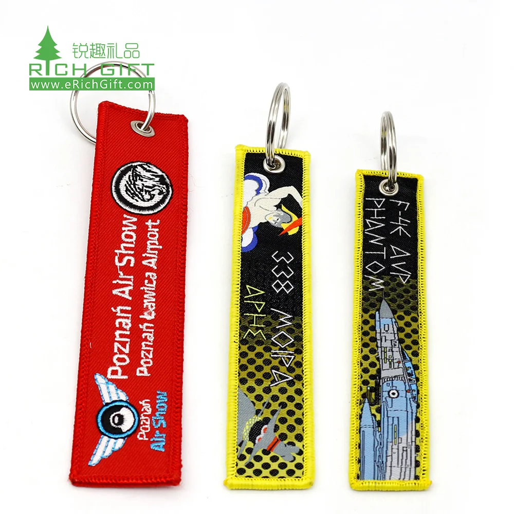 top sale twill fabric air crew embroidery keychains custom logo embroidery baseball keychain embroidered keychain custom