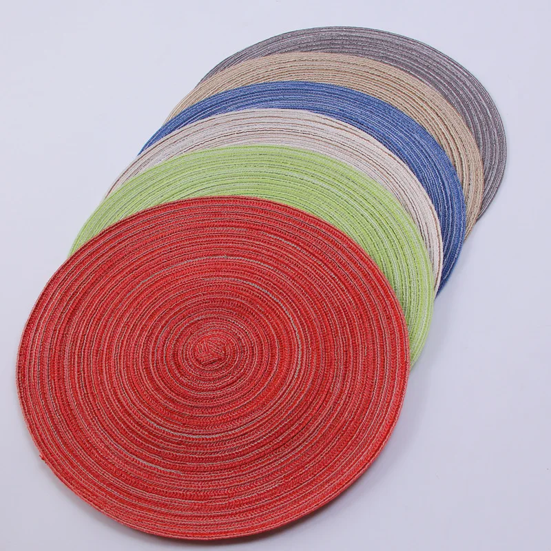 Hot Nordic cotton yarn round dining table western place mat,handmade non-slip anti-soup plate bowl mat cup insulation pad