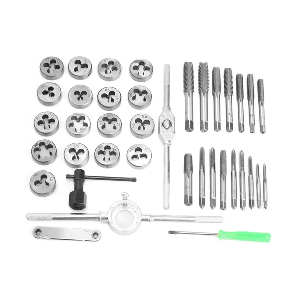 40 piece set tap die set small shelf tap die set hand tapping tool 40PC metric