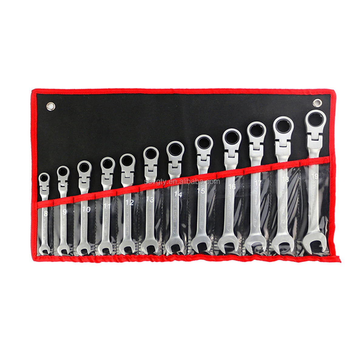 Flexible Germany Standard Mechanic Ratchet Combination Wrench Set with Roll Up Bag