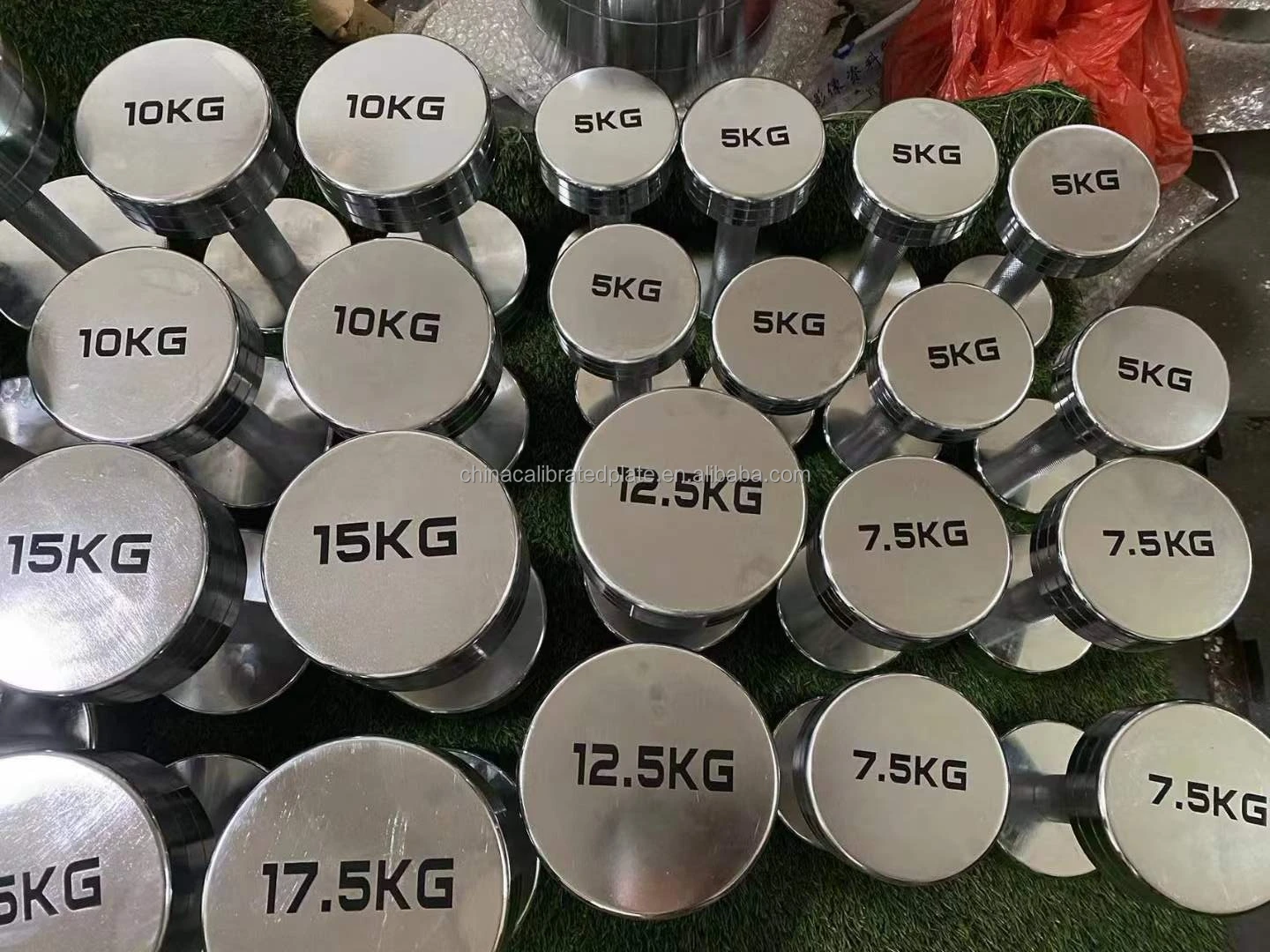 High Quality Custom Logo Stainless steel dumbbell set  2.5kg-90kg dumbells sports equipment free weights  chromed dumbbells