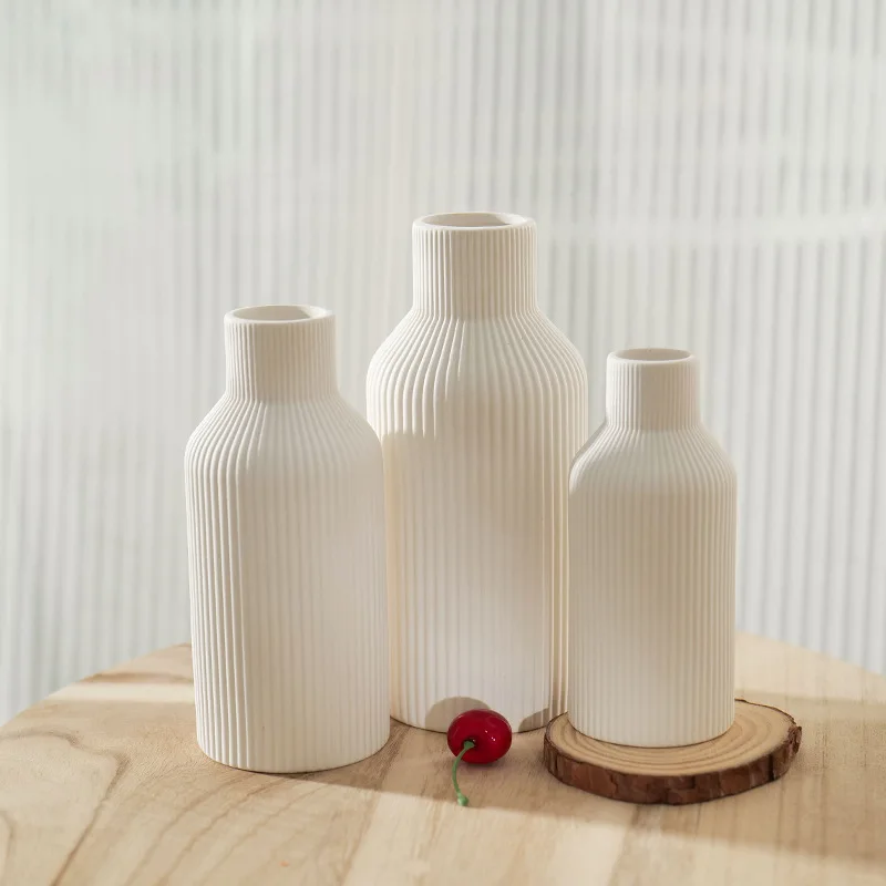 Luxury White Ceramic Vase Set of 3 Pieces Nordic Modern Vase for Flowers for Home Decoration