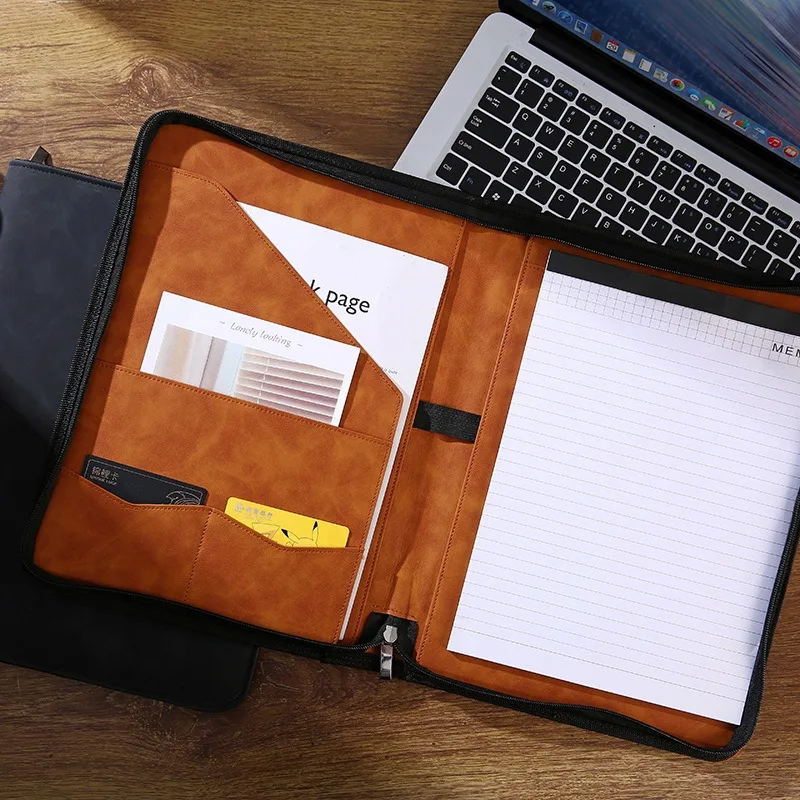 Заводская Настройка A4 PU кожа презентация портфолио папка для путешествий ноутбук на молнии Padfolio