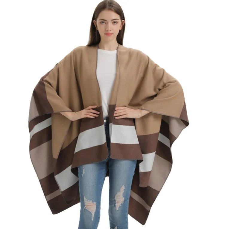 Wholesale 2023 popular ladies womens mexican poncho classical open front long warm windproof women winter capes