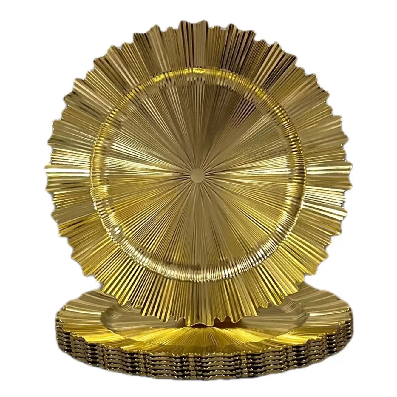 Plastic Fruit Plate Banquet European-style Wedding Gold Plastic Plate Gold Charger Plates for Party Table Decor