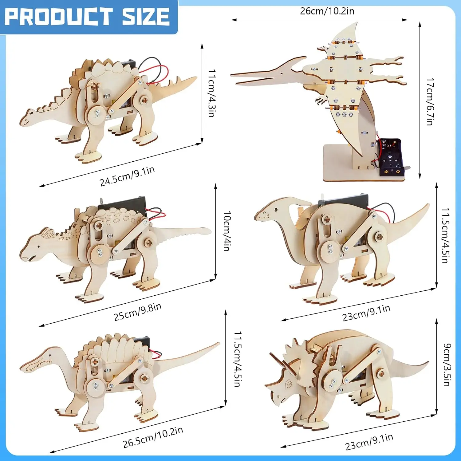 Robotic Dinosaur DIY Craft Wooden Puzzle Dinosaur Model Kit Educational Stem Toy Science Buildings 3D Wooden Puzzle for Kids