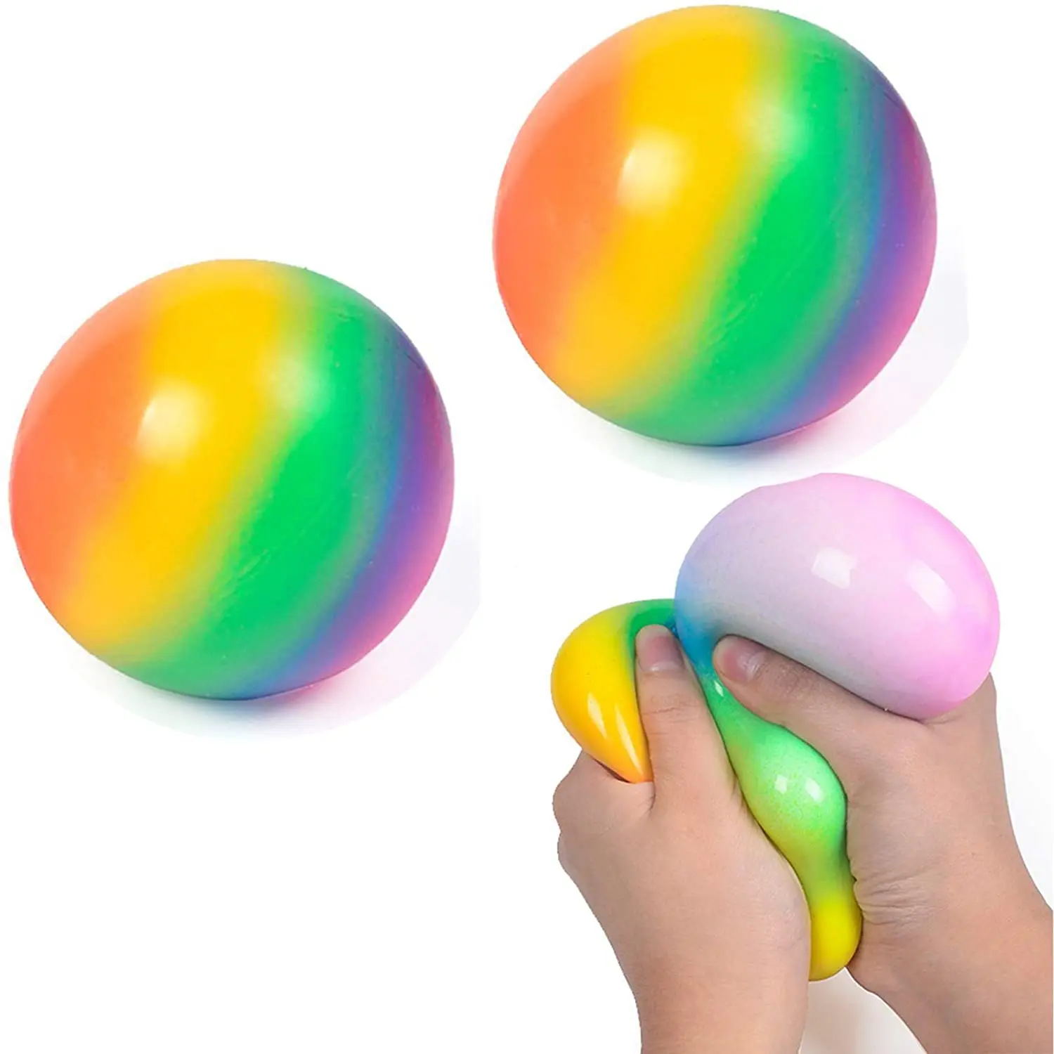 Factory Direct Sell Rainbow Ball Stress Relief Toy Sticky Sensory Squeeze Balls Squishy Fidget Toys For Kids