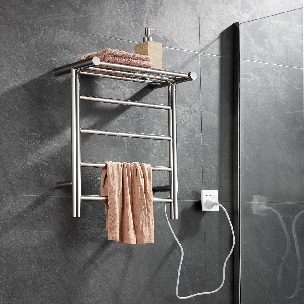 European Hotel Project Hot Sale Wall Mounted Copper Bath Towel Holder Rack 304 Stainless Steel Heated Towel Rack