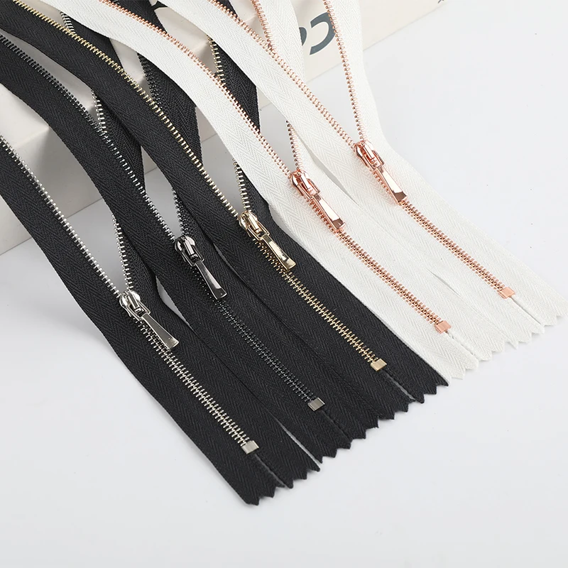 Custom rose gold zipper mini size DIY sewing accessories tailoring garment mini #1 close end metal zipper for doll costume