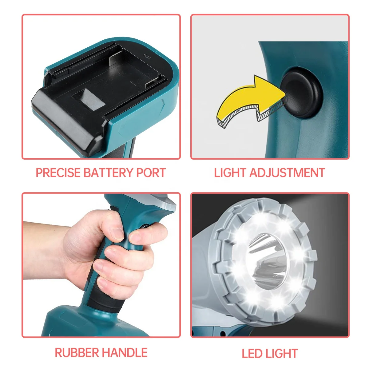 Rechargeable LED Work Light Portable 1600 Lumens Handheld Worklight For makita dewalt LXT Lithium-Ion Cordless Flashlight
