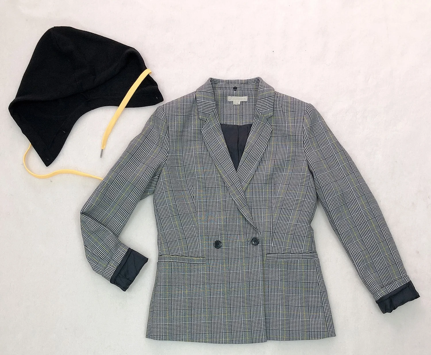 manufacturer ODM and OEM grid Double-breasted blazers ladies women with detachable hood office clothes for women blazers